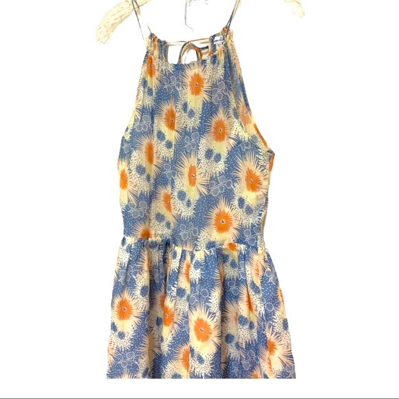 Steven Alan periwinkle & burnt orange print halter dress size 2 - Picture 4 of 6